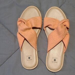 Shade & Shore Peach Cross-Knot Slide Sandals - Women's